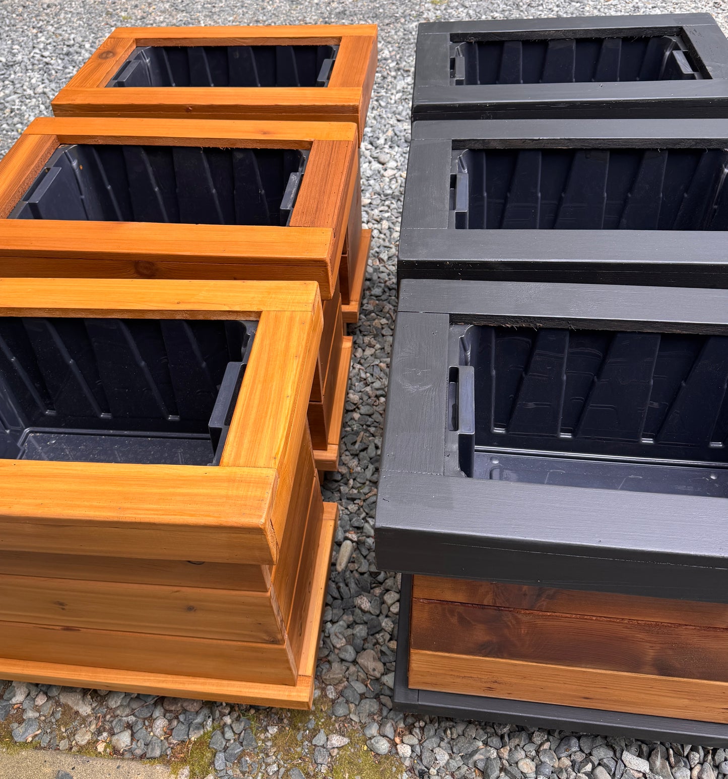 The “Stiletto 49” 49”x21”x25” Cedar Series Planter box with totes everlasting technology