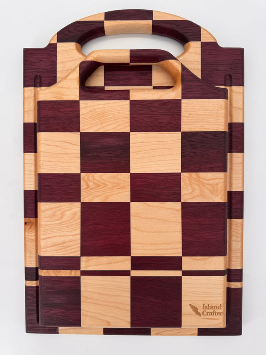 The "Big Purple Checker" Cutting Boards 14inch (Set) with Juice groove