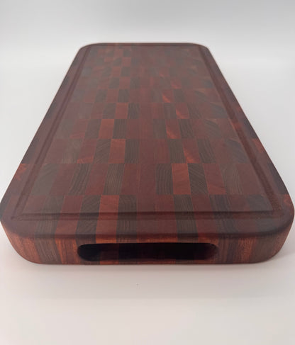 The “GET TO DA CHOPPA!" End-grain Board with walnut stand, aluminum feet & Juice groove 21”x2”