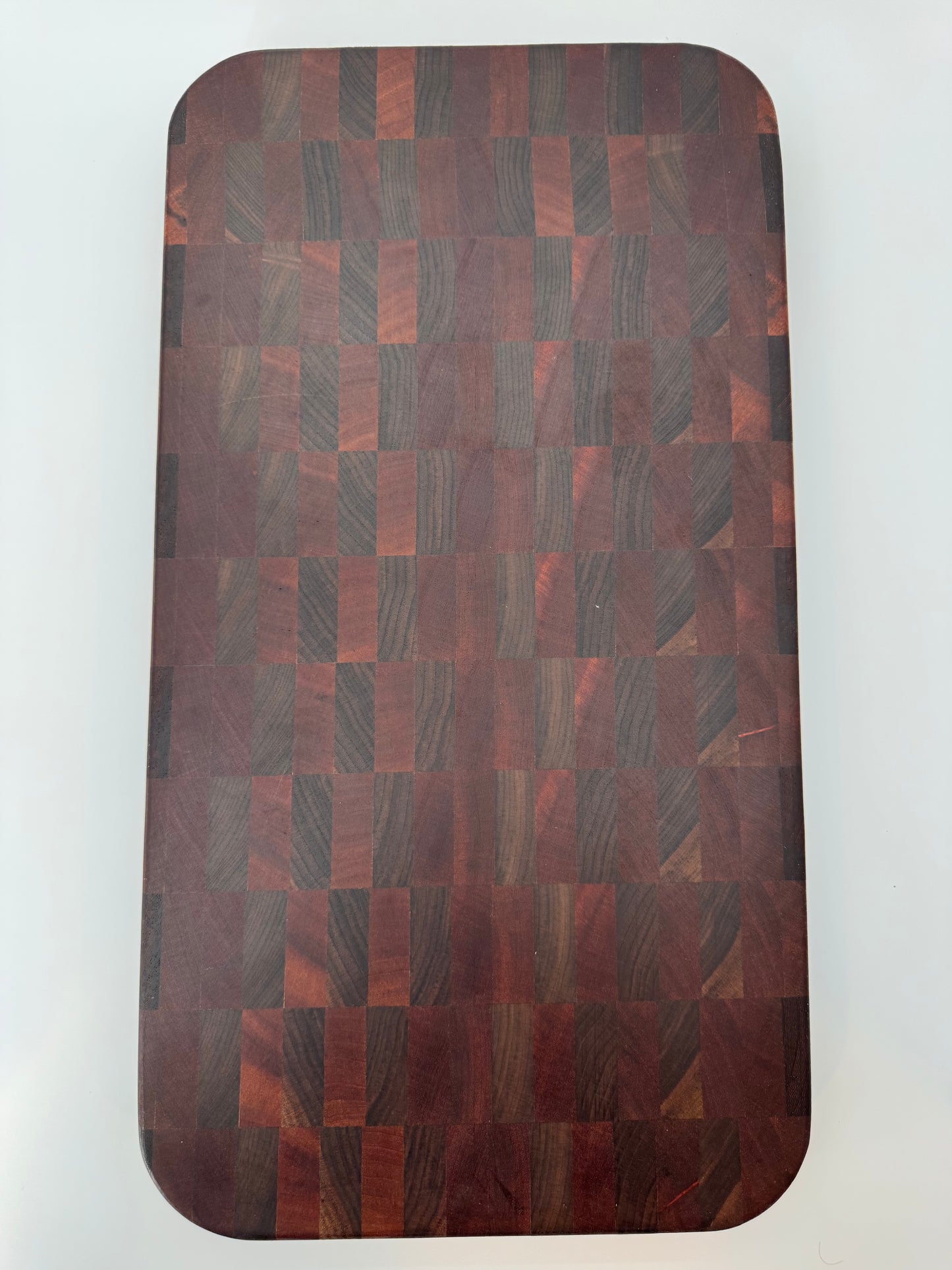 The “GET TO DA CHOPPA!" End-grain Board with walnut stand, aluminum feet & Juice groove 21”x2”