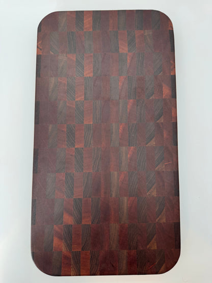 The “GET TO DA CHOPPA!" End-grain Board with walnut stand, aluminum feet & Juice groove 21”x2”