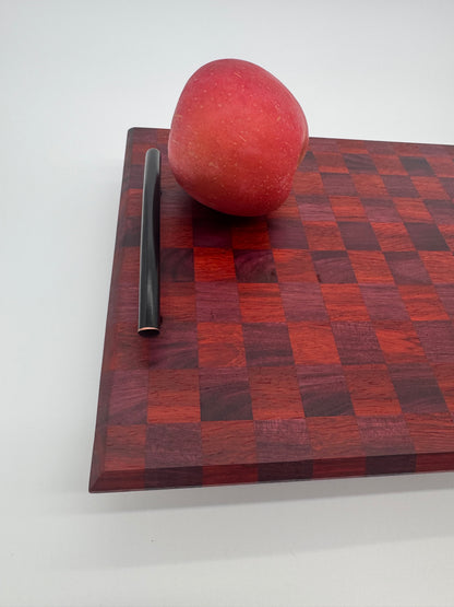 The "Purple Red Checker 3D Handel” 14inch Charcuterie Board with Legs