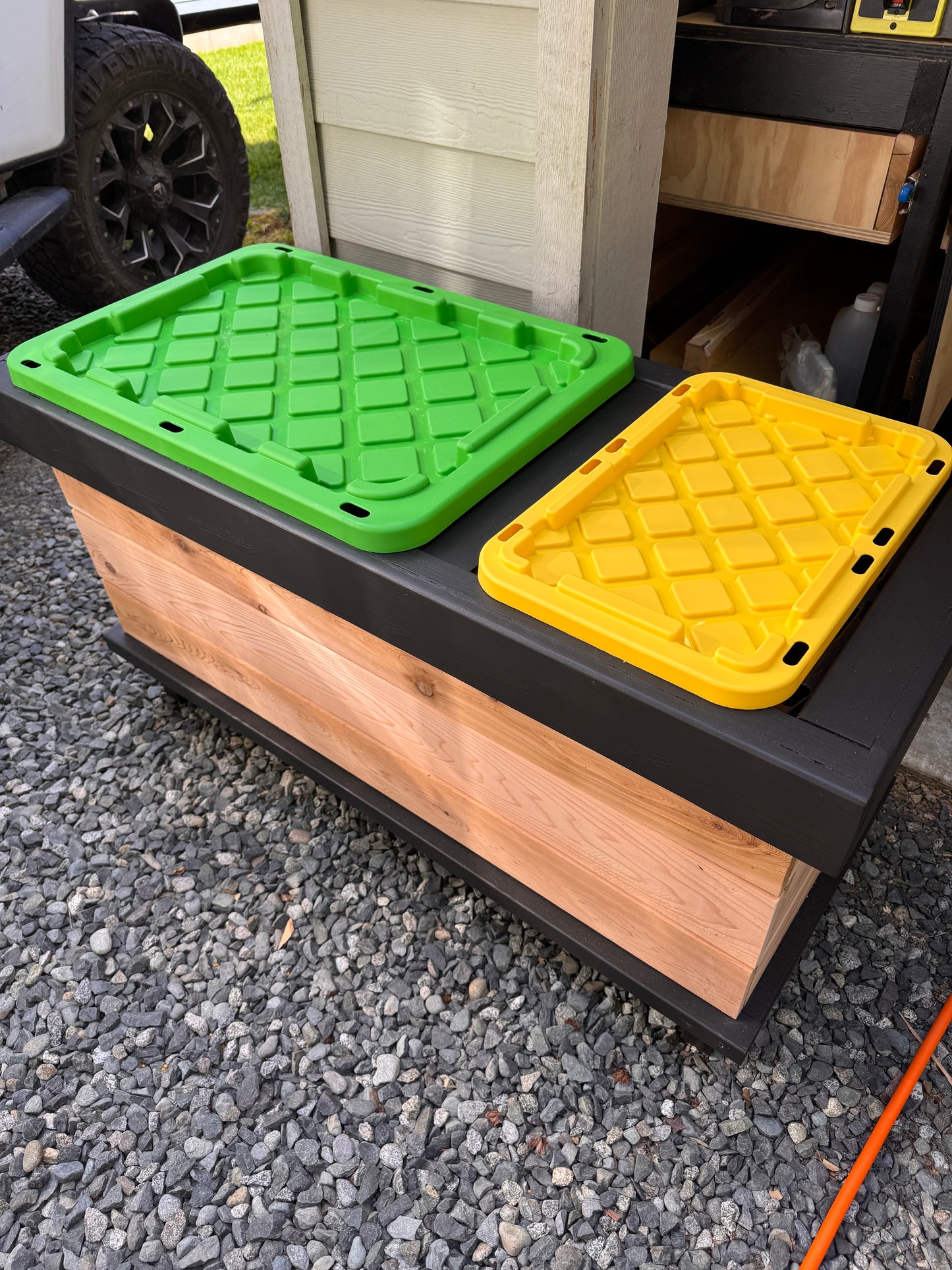 The “Stiletto 49” 49”x21”x25” Cedar Series Planter box with totes everlasting technology￼