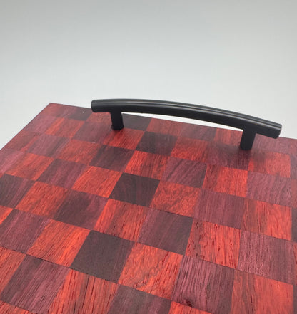 The "Purple Red Checker 3D Handel” 14inch Charcuterie Board with Legs