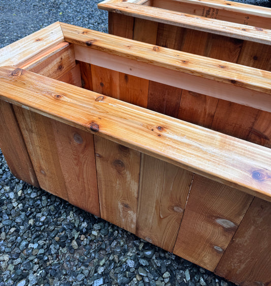 The “Planter box” 1inch cedar panels with 2x4 frame 53”x22”x25”