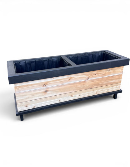 The “Stiletto 63” 63”x21”x25” Cedar Series Planter box with totes everlasting technology