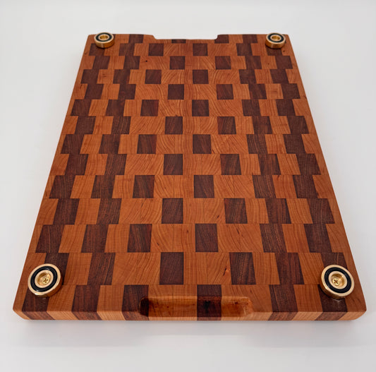 The "PacMan" End-grain Board with Brass feet 17”x2”