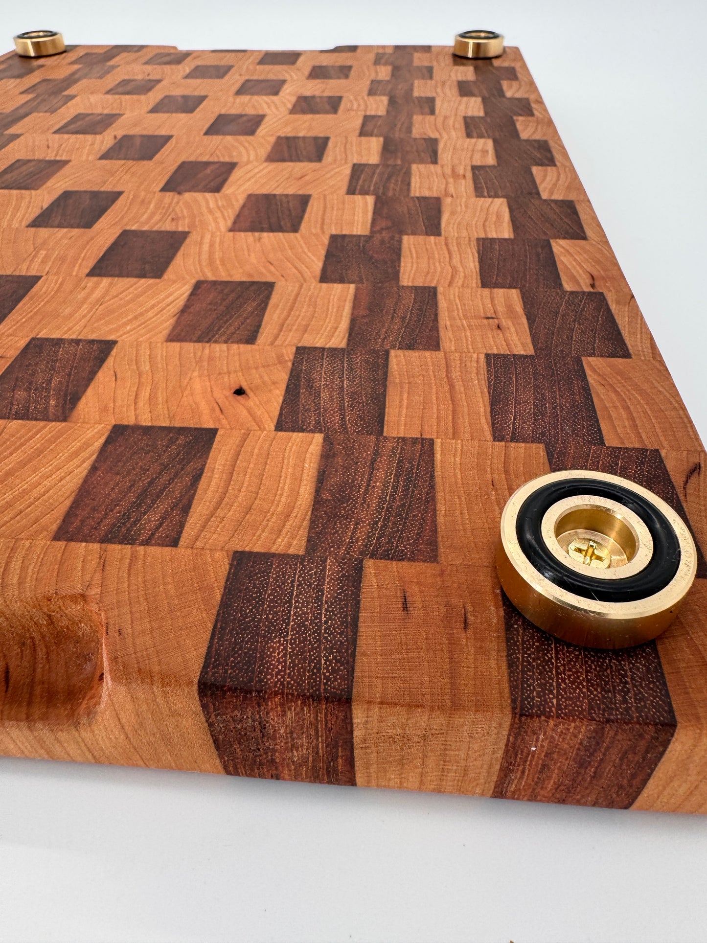 The "PacMan" End-grain Board with Brass feet 17”x2”