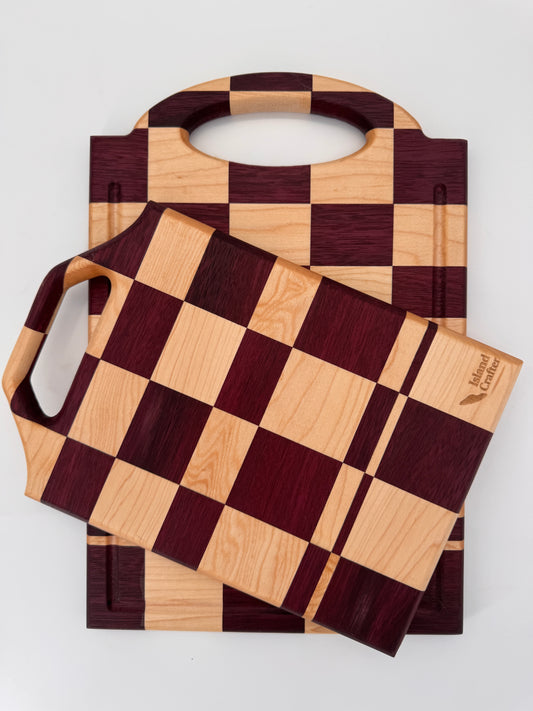 The "Big Purple Checker" Cutting Boards 14inch (Set) with Juice groove