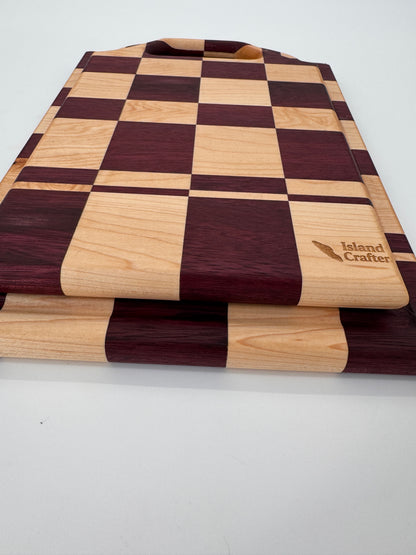 The "Big Purple Checker" Cutting Boards 14inch (Set) with Juice groove