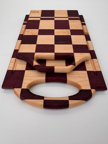 The "Big Purple Checker" Cutting Boards 14inch (Set) with Juice groove