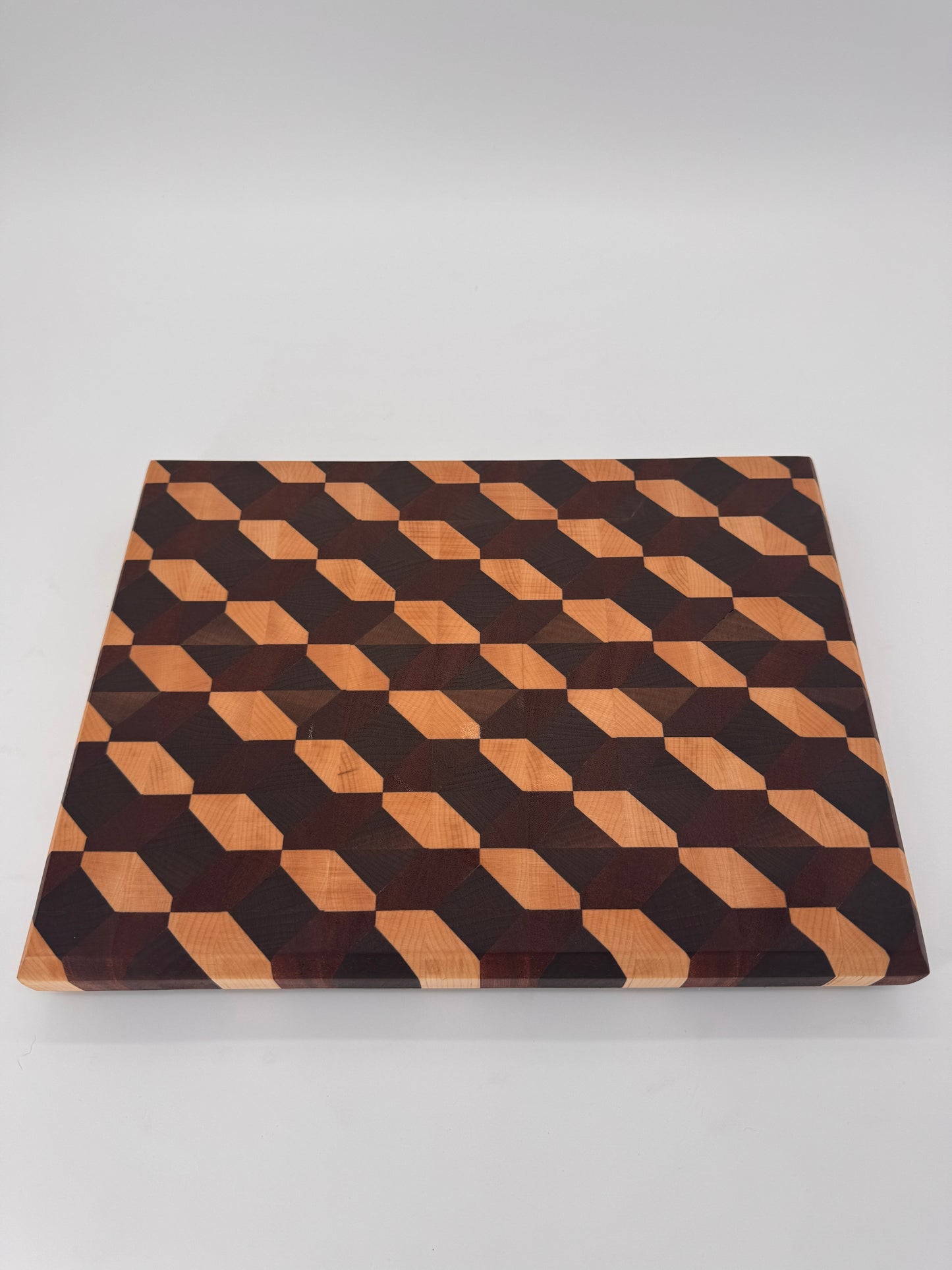 The "Diamond 3D" End-grain Board with Brass feet 13”x1.75”