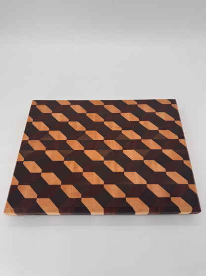 The "Diamond 3D" End-grain Board with Brass feet 13”x1.75”