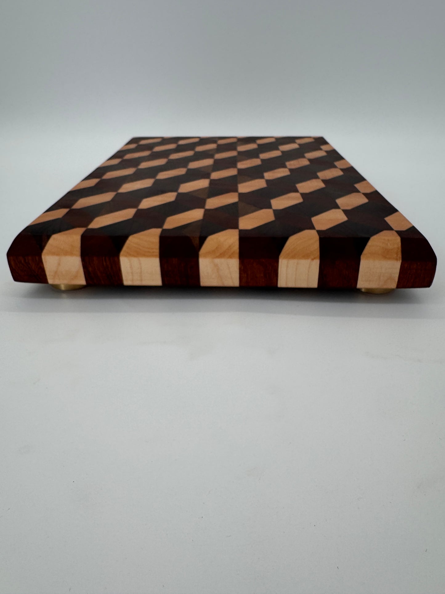 The "Diamond 3D" End-grain Board with Brass feet 13”x1.75”