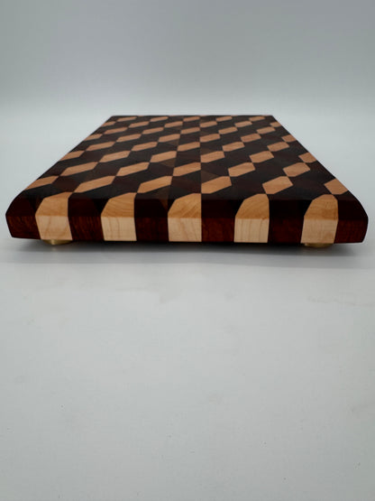 The "Diamond 3D" End-grain Board with Brass feet 13”x1.75”