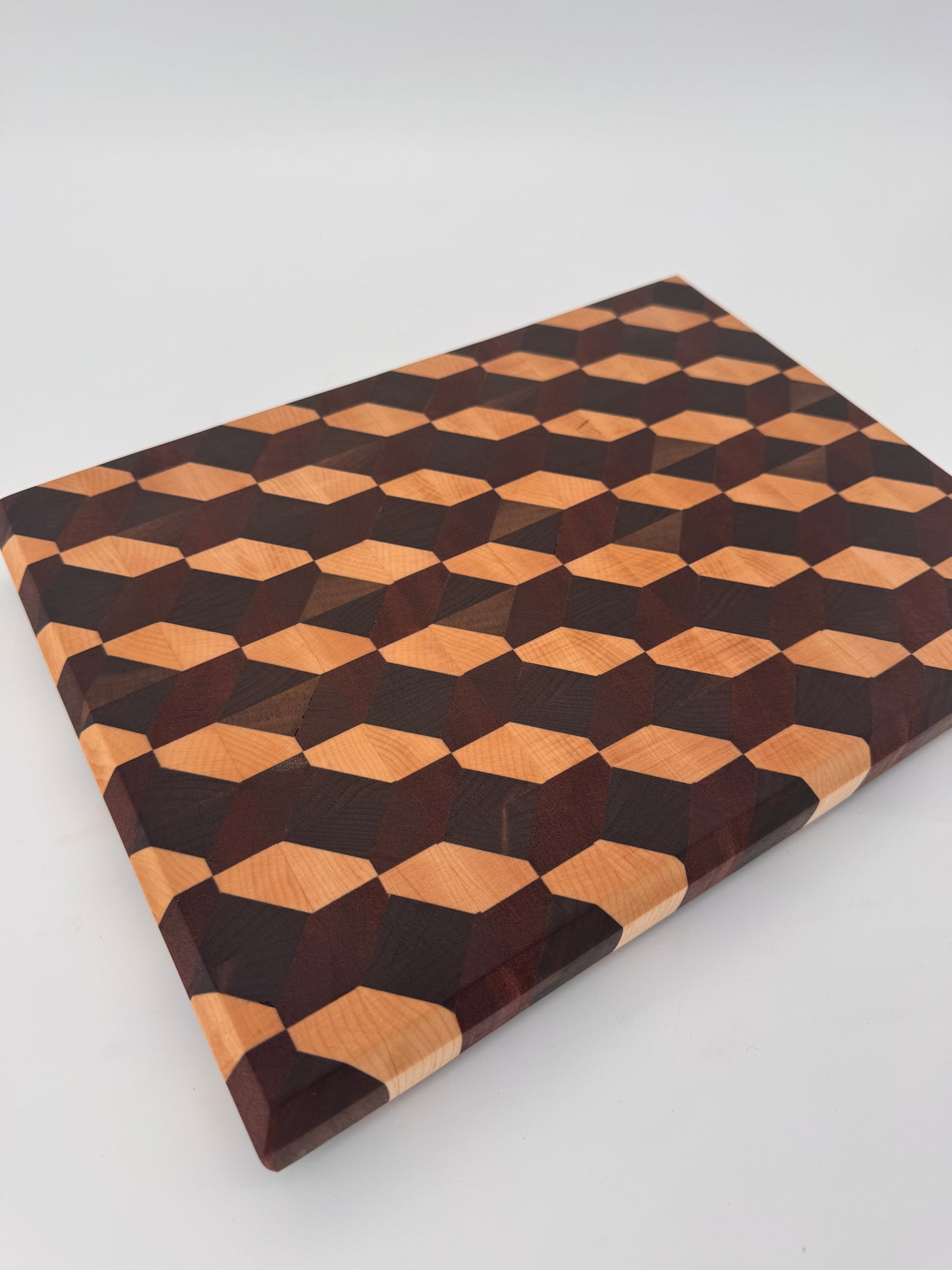 The "Diamond 3D" End-grain Board with Brass feet 13”x1.75”