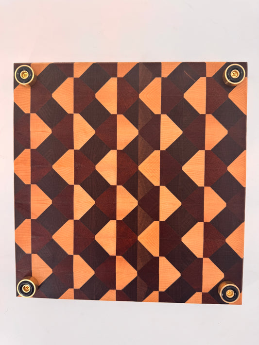 The "Slick Square 3D" End-grain Board with Brass feet 10”x1.75”