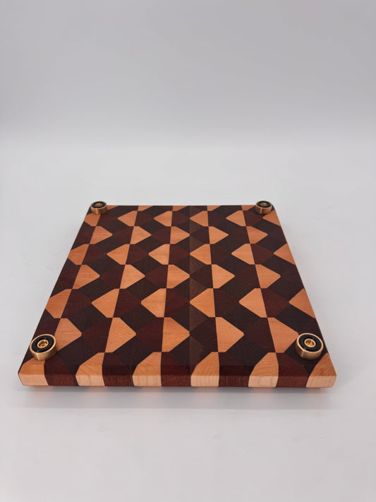 The "Slick Square 3D" End-grain Board with Brass feet 10”x1.75”