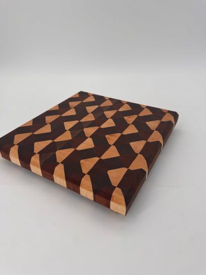 The "Slick Square 3D" End-grain Board with Brass feet 10”x1.75”
