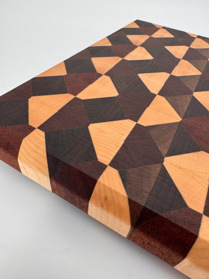 The "Slick Square 3D" End-grain Board with Brass feet 10”x1.75”