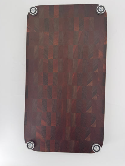The “GET TO DA CHOPPA!" End-grain Board with walnut stand, aluminum feet & Juice groove 21”x2”