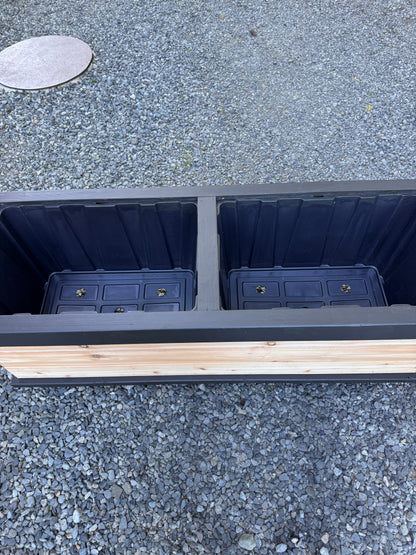 The “Stiletto 63” 63”x21”x25” Cedar Series Planter box with totes everlasting technology