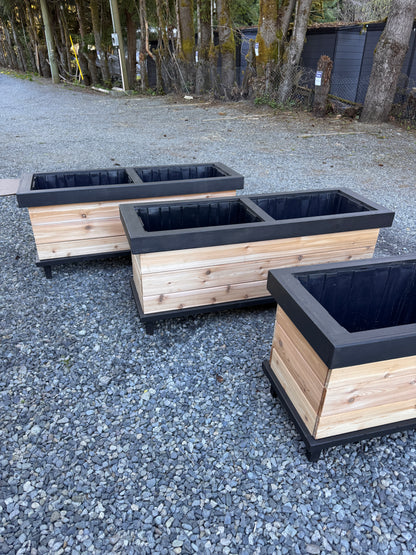 The “Stiletto 63” 63”x21”x25” Cedar Series Planter box with totes everlasting technology