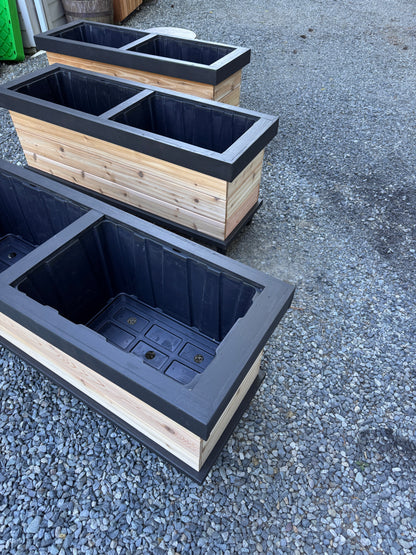 The “Stiletto 63” 63”x21”x25” Cedar Series Planter box with totes everlasting technology