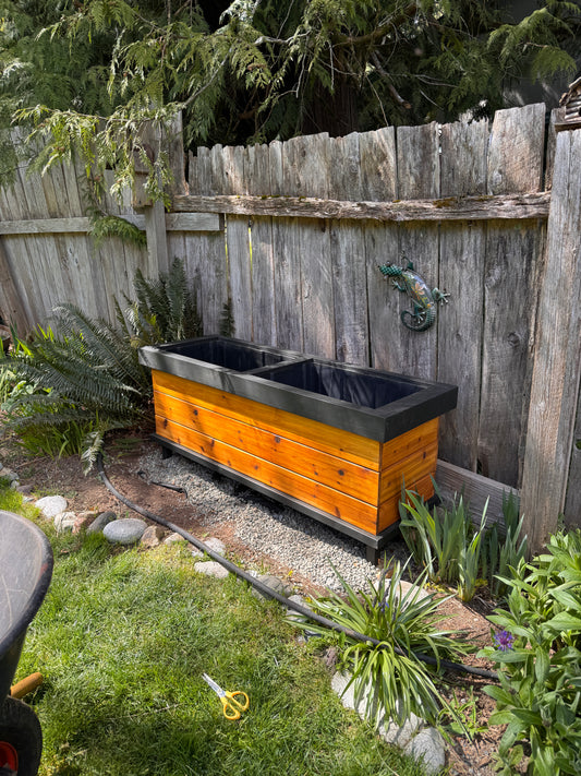 The “Stiletto 63” 63”x21”x25” Cedar Series Planter box with totes everlasting technology