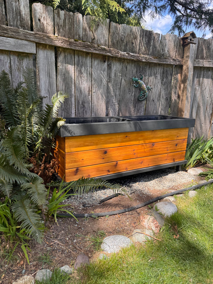 The “Stiletto 63” 63”x21”x25” Cedar Series Planter box with totes everlasting technology