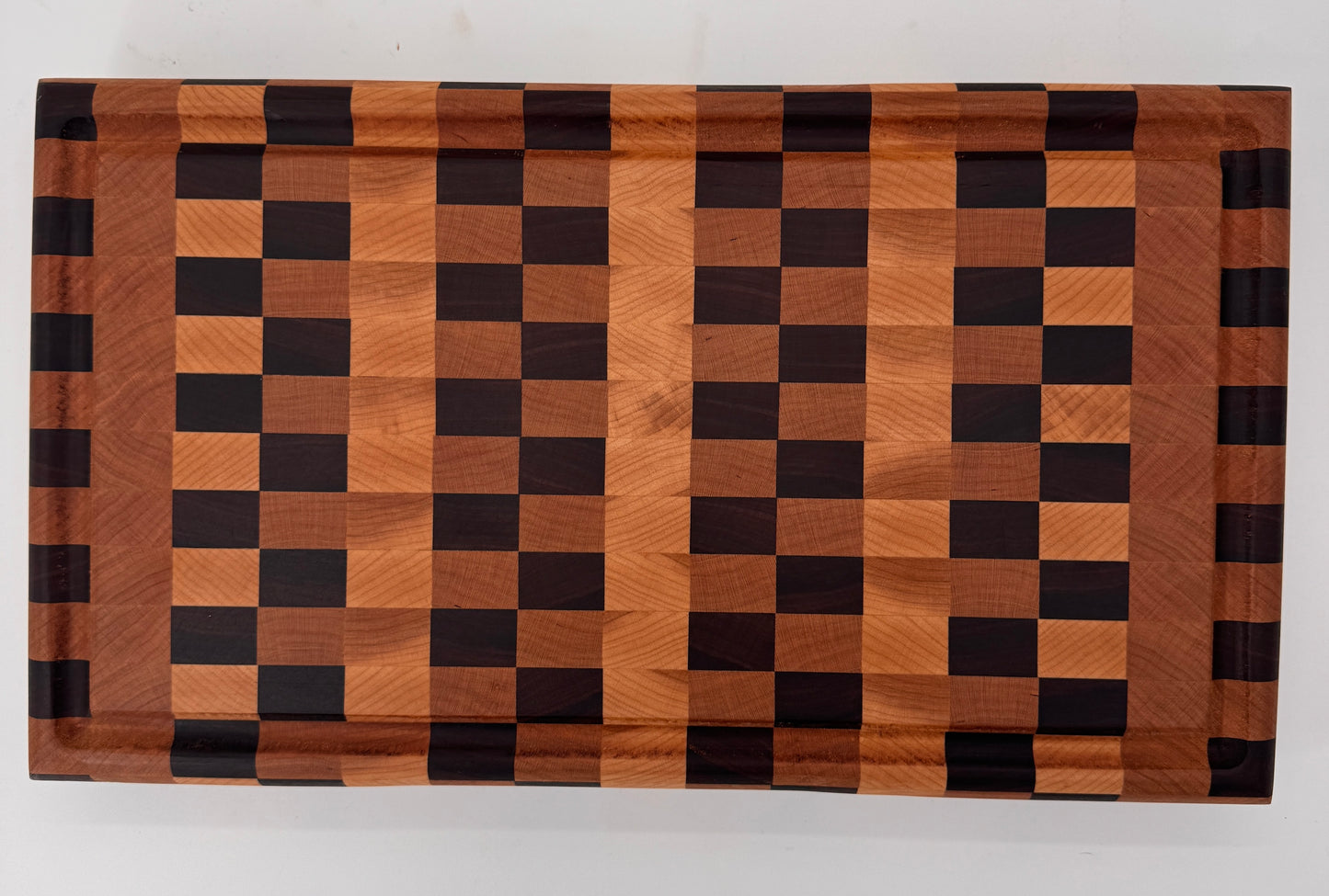 The "Everyday" End-grain Board with walnut Stand, Brass feet & Juice groove 15”x1.75”