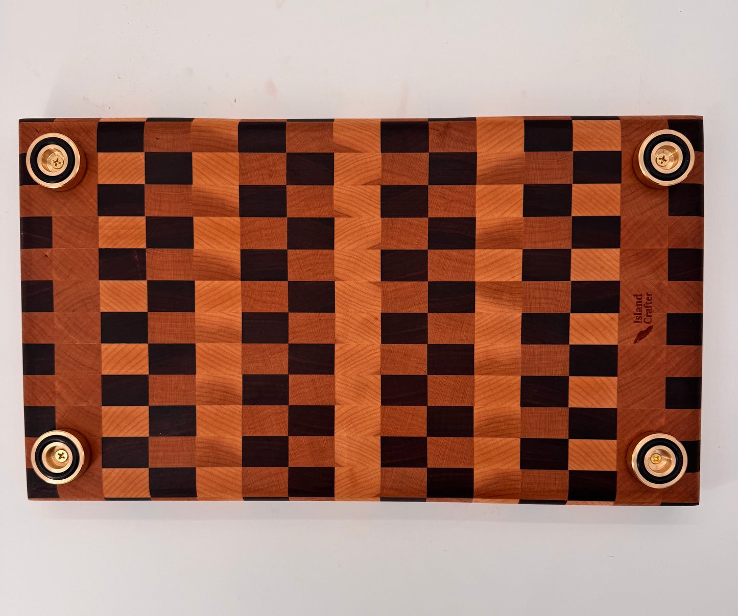 The "Everyday" End-grain Board with walnut Stand, Brass feet & Juice groove 15”x1.75”