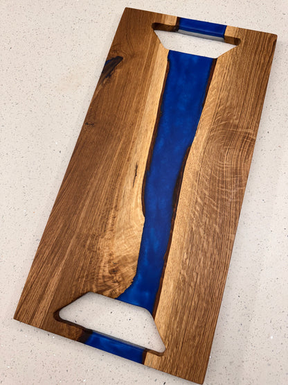 The "Blue River Bottom Upper Sky" Serving Board