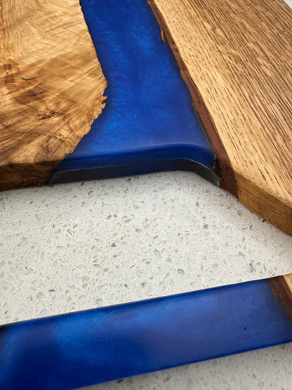 The "Blue River Bottom Upper Sky" Serving Board