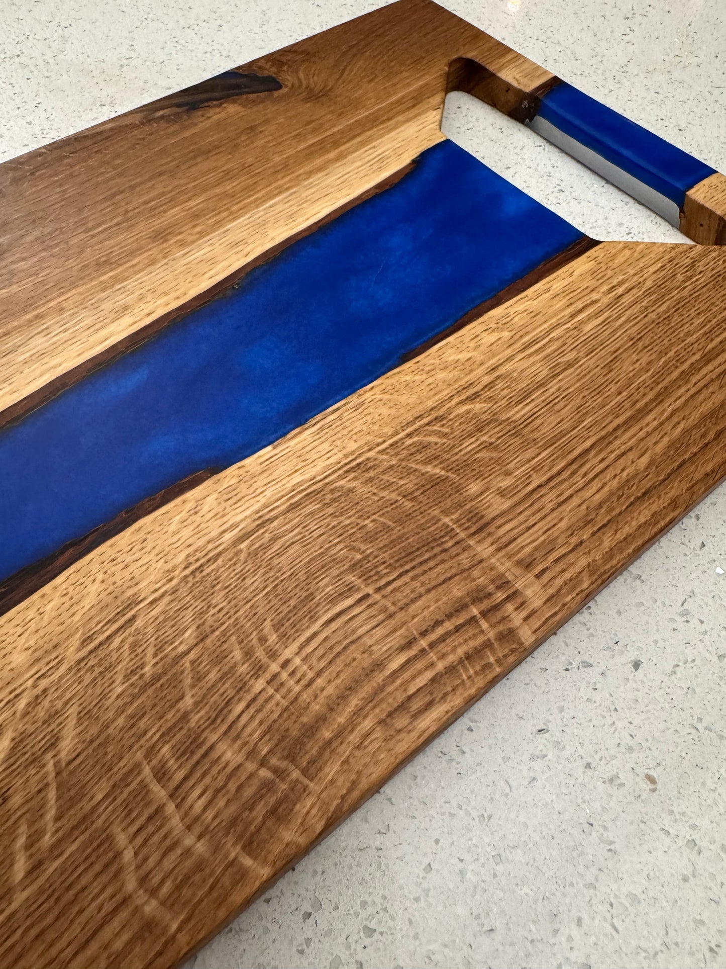 The "Blue River Bottom Upper Sky" Serving Board